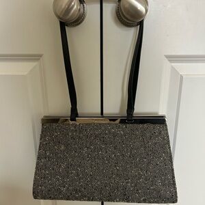 Elegant Black and Gray Women's Tweed Bag